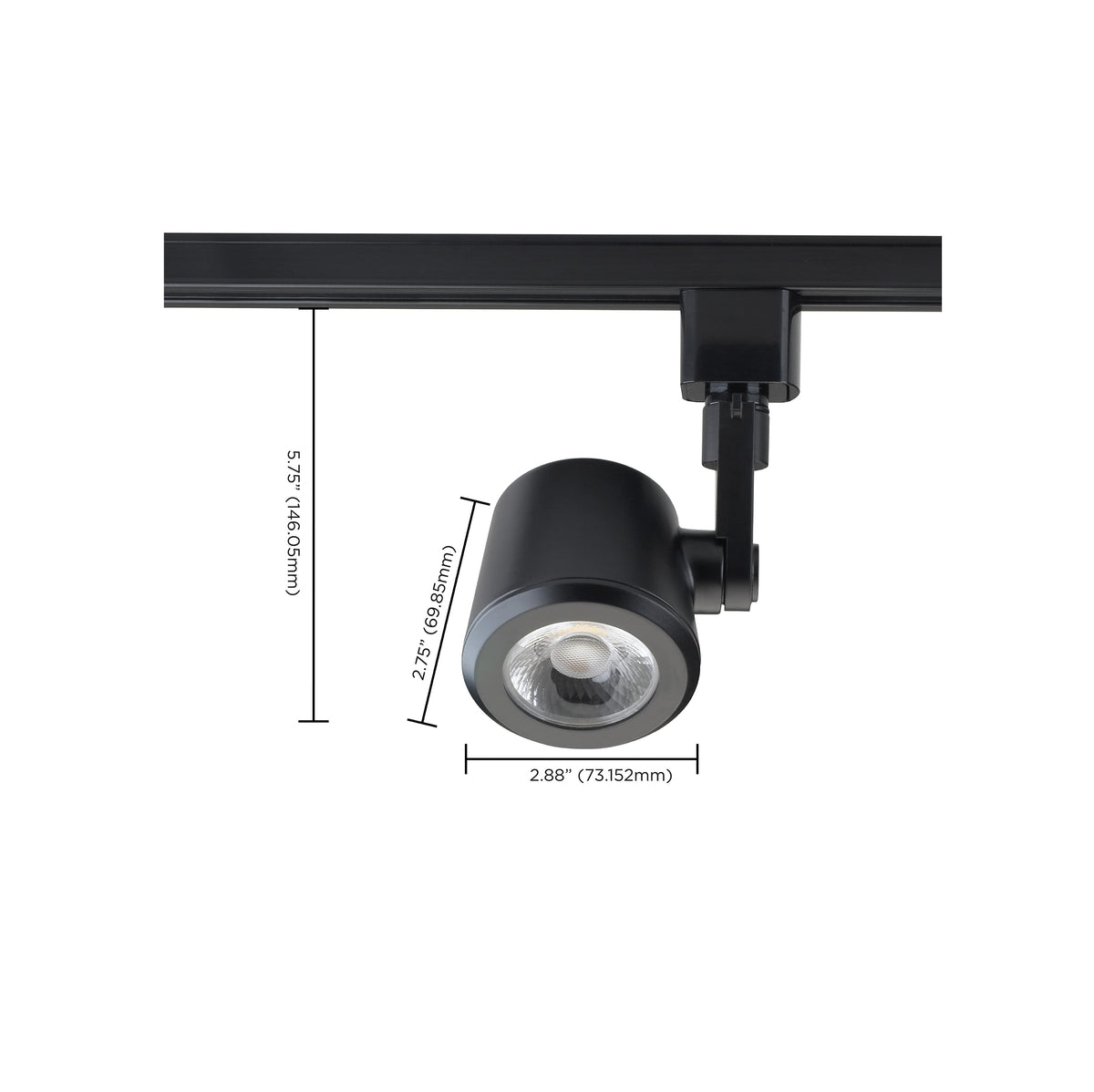 1 Light - LED - 12W Track Head - Taper Back - Black - 36 Deg. Beam - H-Style