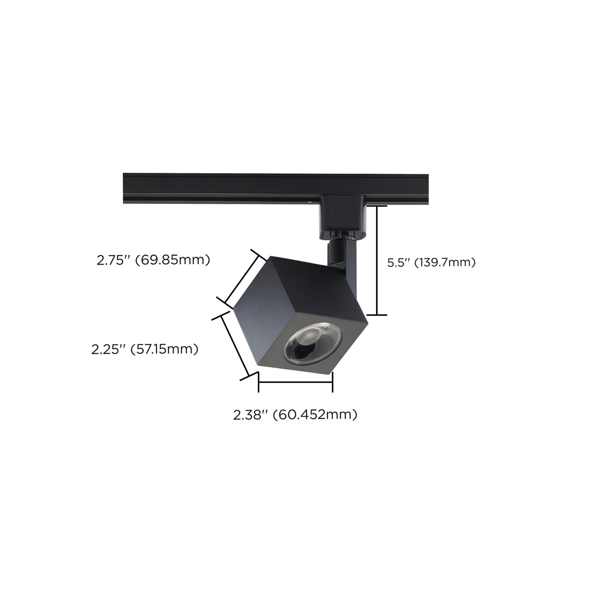 1 Light - LED - 12W Track Head - Square - Black- 24 Deg. Beam - H-Style