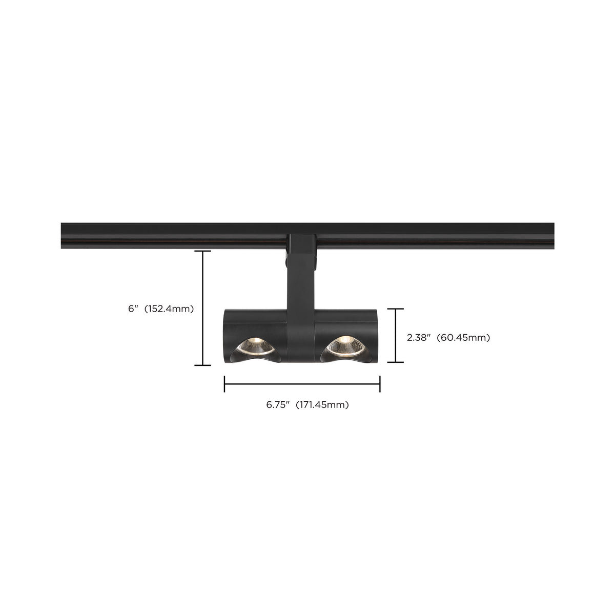 LED - 24 Watt Track Head - Dual Pipe - Black - 24 deg. Beam Angle - H-Style