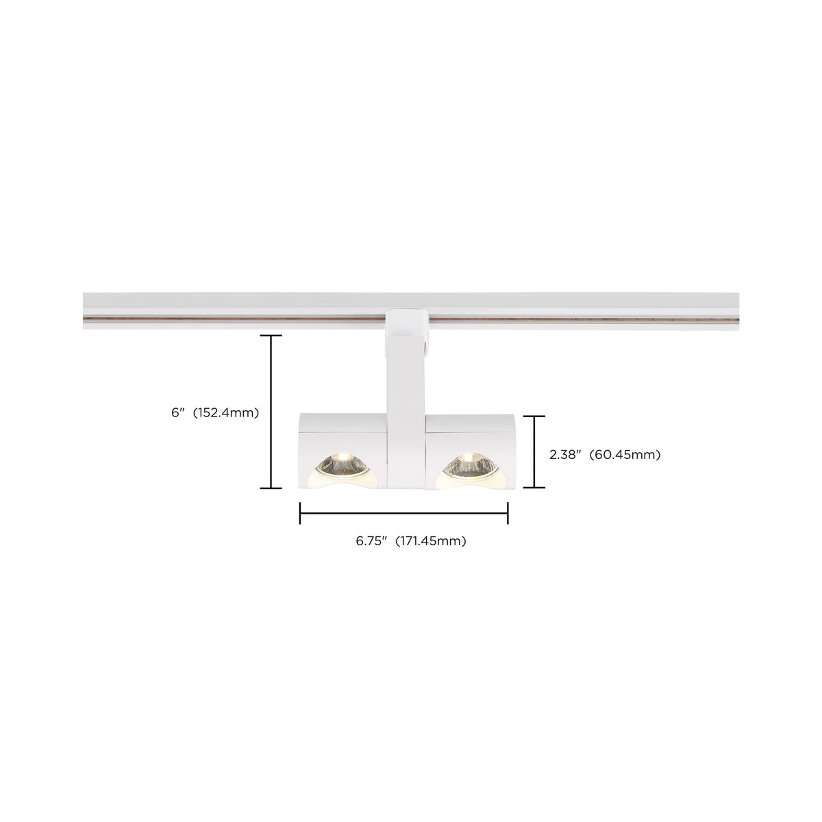LED - 24 Watt Track Head - Dual Pipe - White - 24 deg. Beam Angle - H-Style