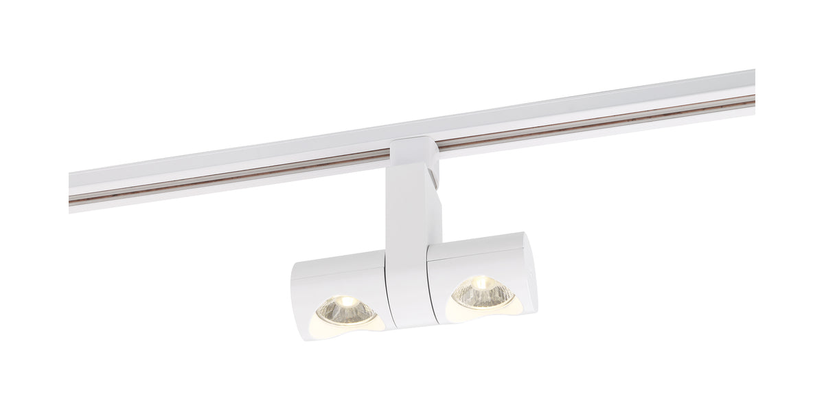 LED - 24 Watt Track Head - Dual Pipe - White - 36 deg. Beam Angle - H-Style bulb or fixture view