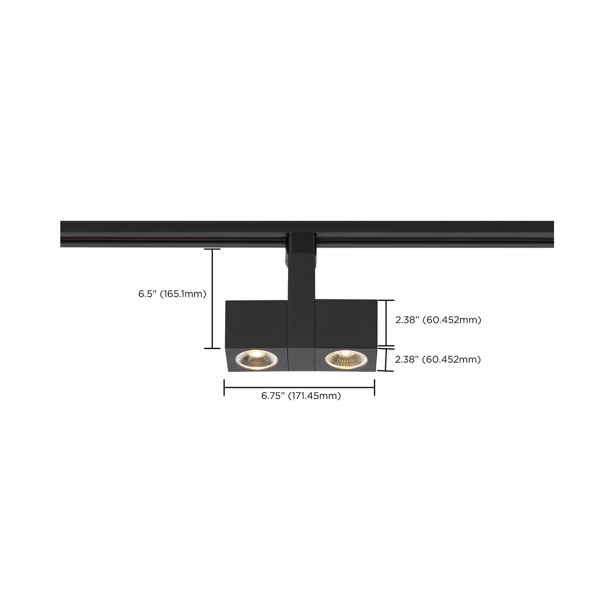 LED - 24 Watt Track Head - Dual Square - Black - 24 deg. Beam Angle - H-Style