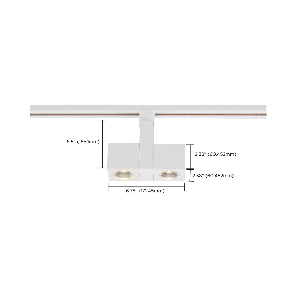LED - 24 Watt Track Head - Dual Square - White - 24 deg. Beam Angle - H-Style