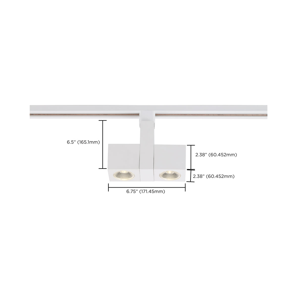 LED - 24 Watt Track Head - Dual Square - White - 36 deg. Beam Angle - H-Style