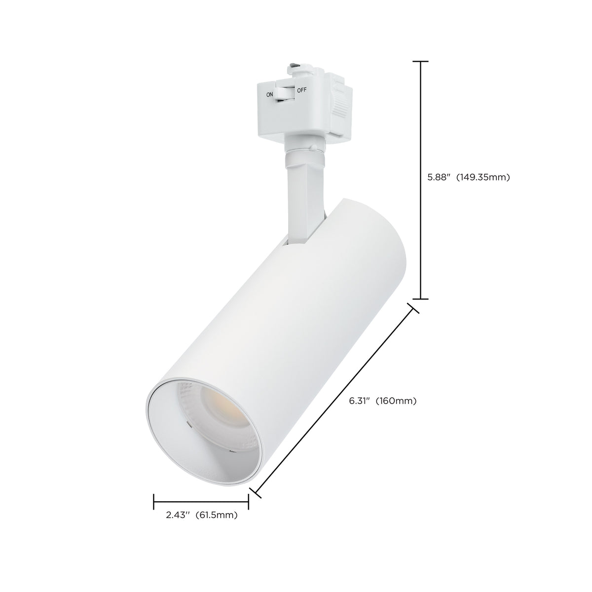 20 Watt LED Track Head - 36 Degree Beam Spread - J-Style Track - 5 CCT Selectable - Matte White Finish - J-Style