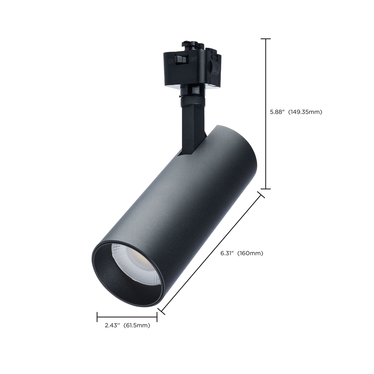 20 Watt LED Track Head - 36 Degree Beam Spread - J-Style Track - 5 CCT Selectable - Matte Black Finish - J-Style