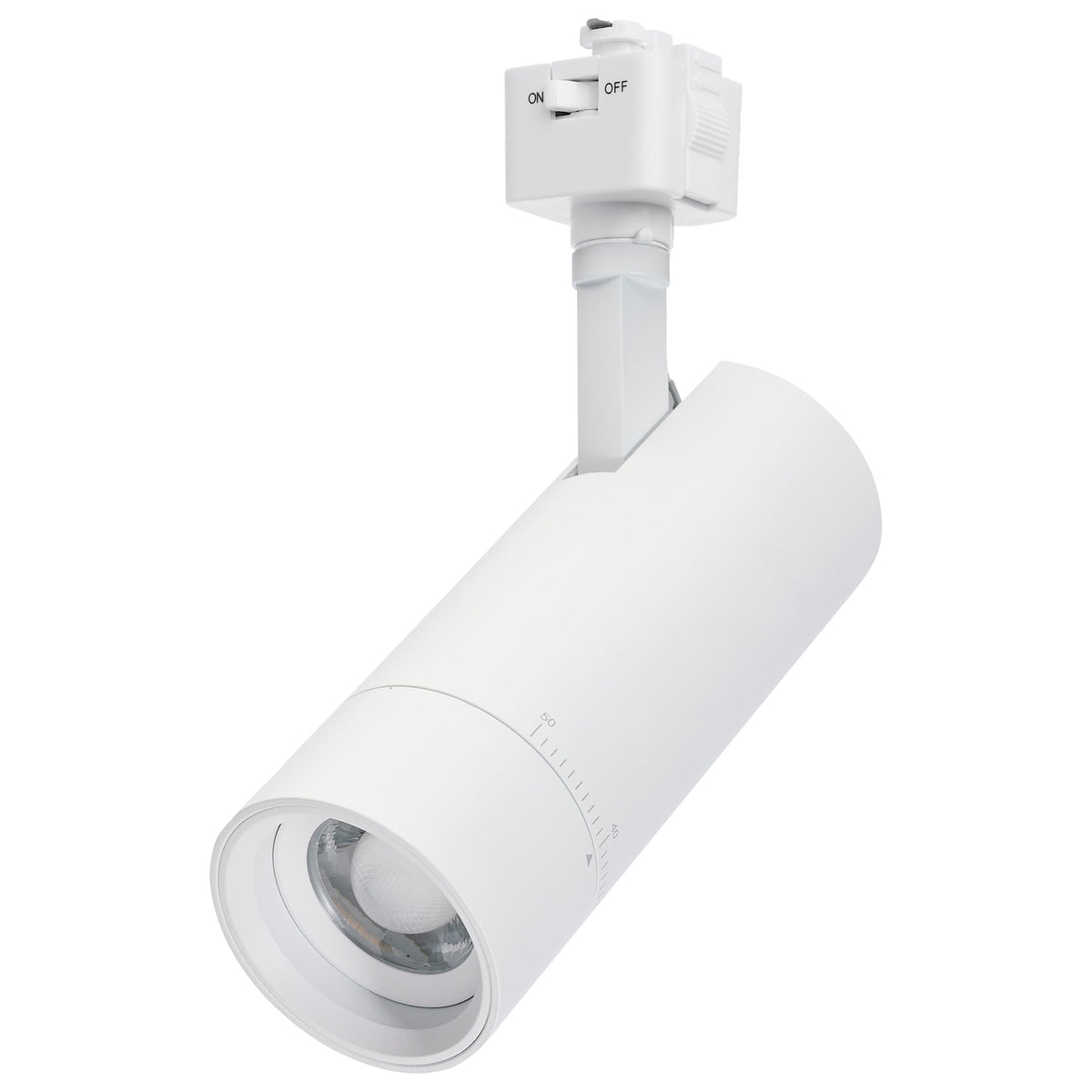 15 Watt LED Track Head - J-Style - 20 to 50 Degree Adjustable Beam Spread - Selectable - Matte White Finish - J-Style for