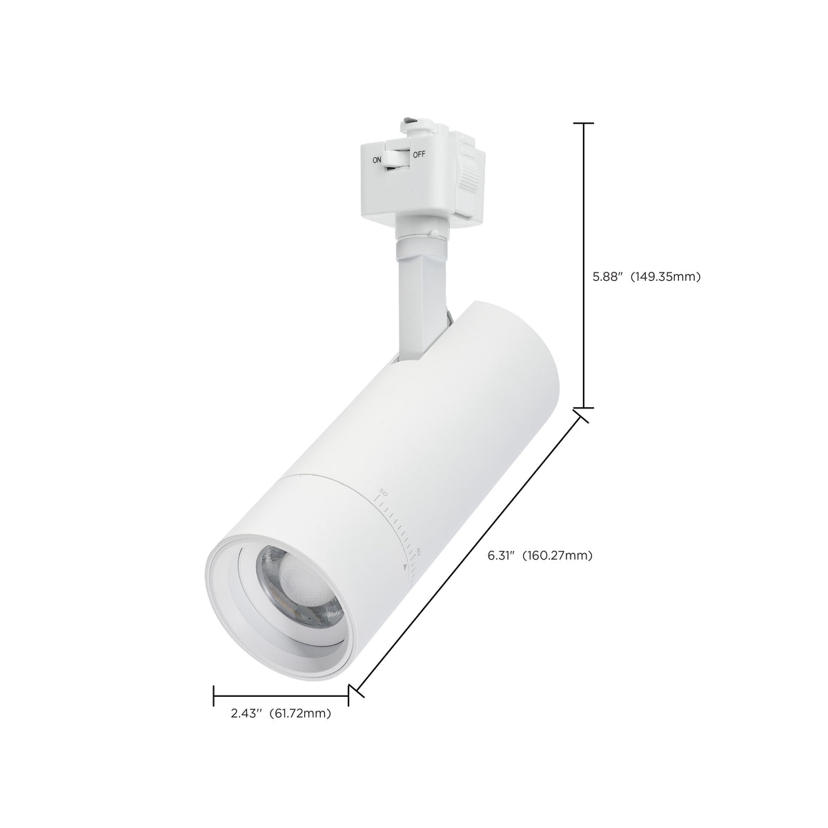 15 Watt LED Track Head - J-Style - 20 to 50 Degree Adjustable Beam Spread - CCT Selectable - Matte White Finish - J-Style