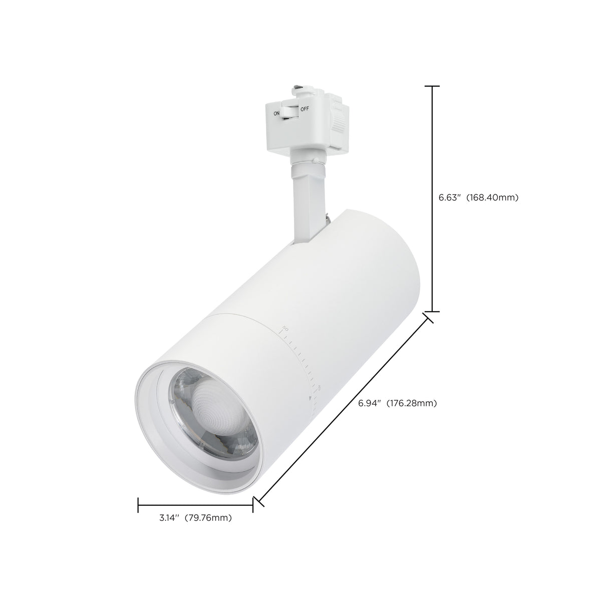 30 Watt LED Track Head - J-Style - 20 to 50 Degree Adjustable Beam Spread - CCT Selectable - Matte White Finish - J-Style