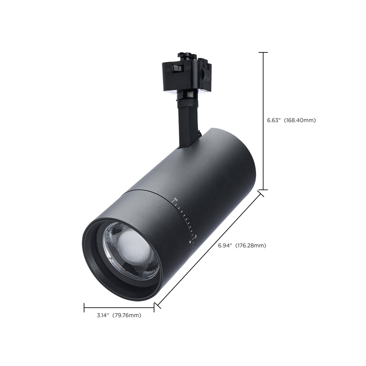 30 Watt LED Track Head - J-Style - 20 to 50 Degree Adjustable Beam Spread - CCT Selectable - Matte Black Finish - J-Style