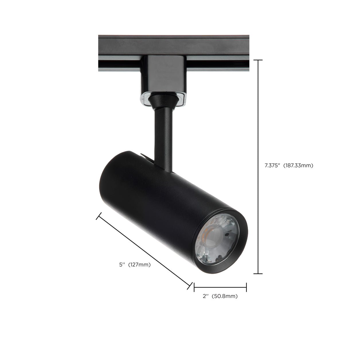 10 Watt - LED Commercial Track Head - Black - Cylinder - 24 Degree Beam Angle - H-Style