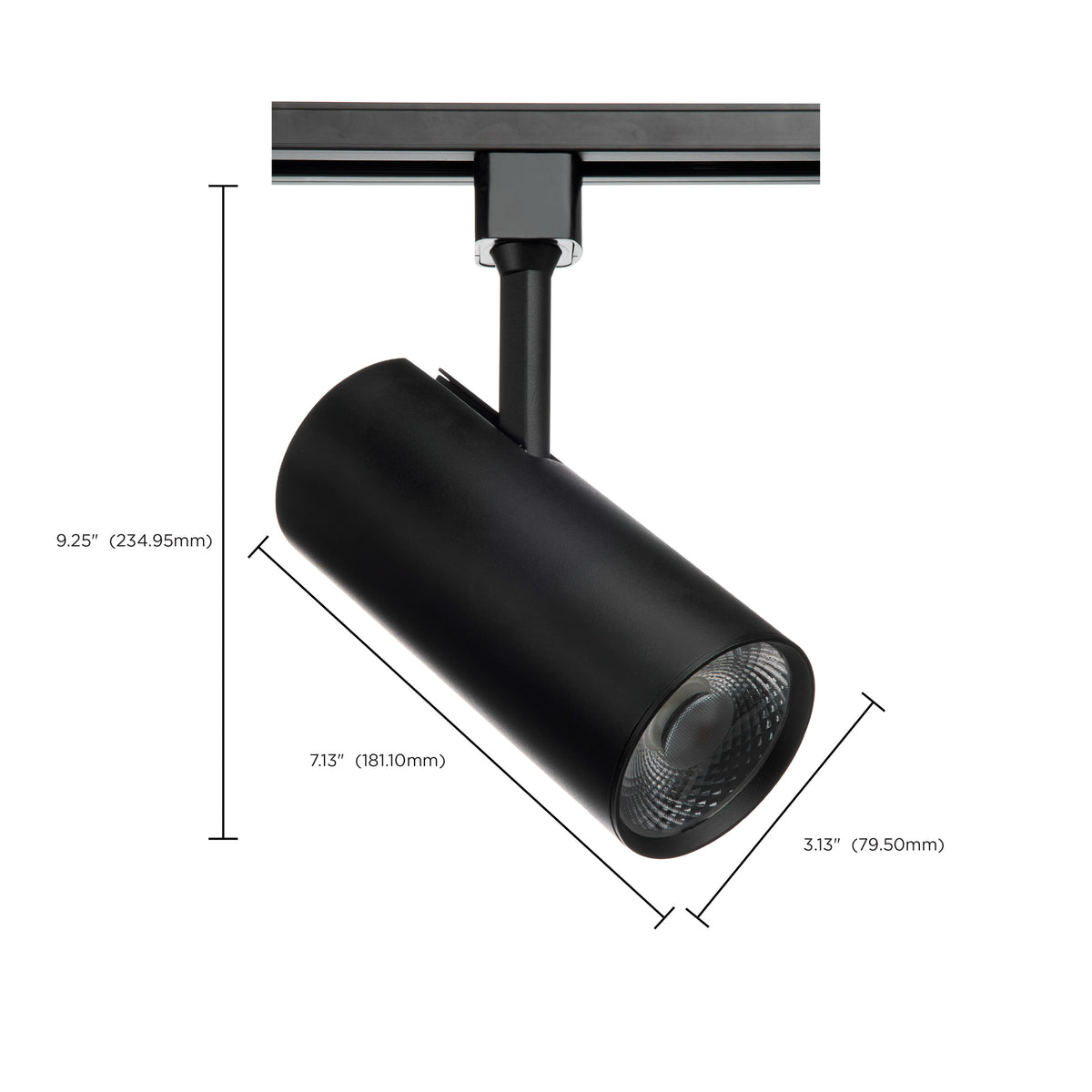 30 Watt - LED Commercial Track Head - Black - Cylinder - 36 Degree Beam Angle - H-Style