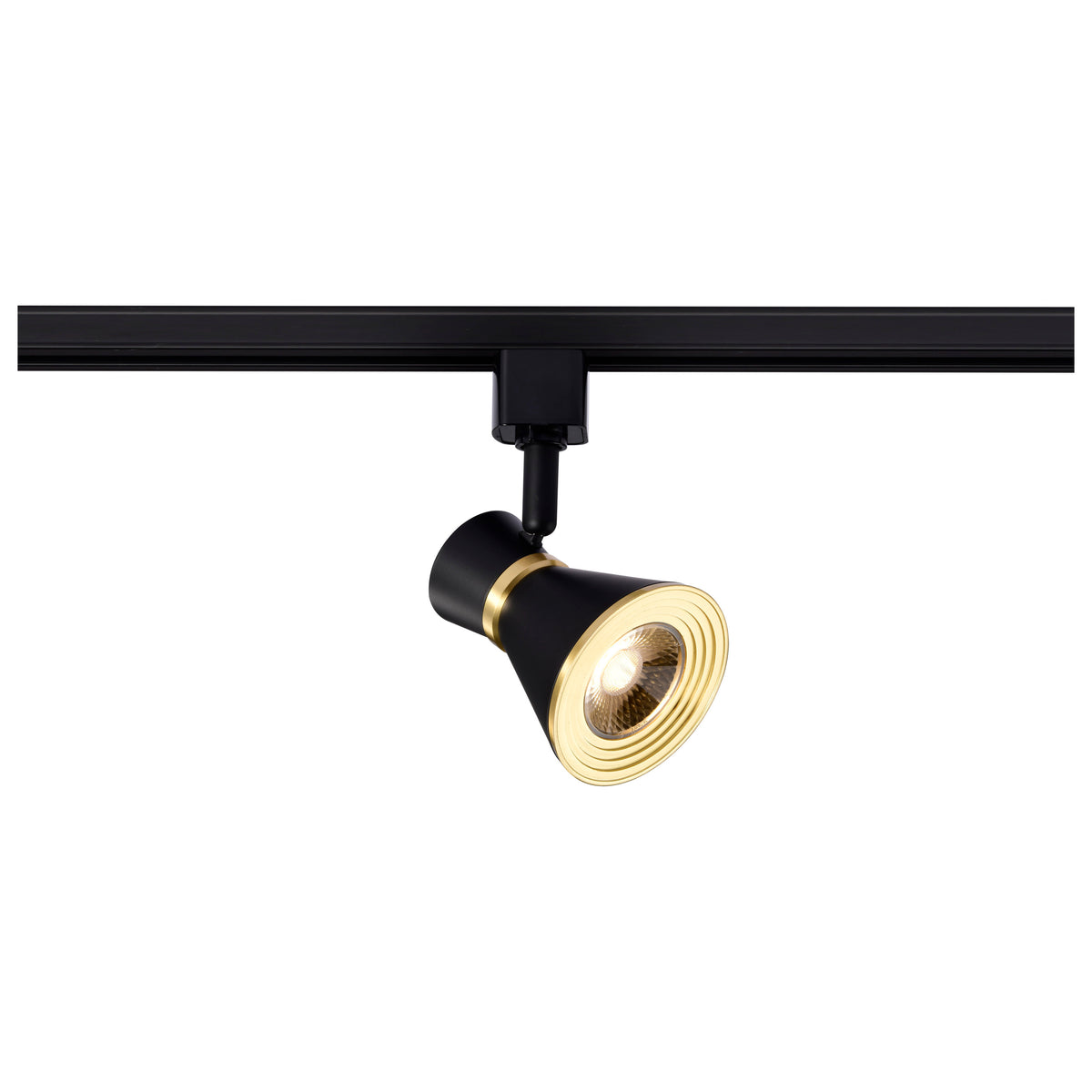 12 Watt LED Cinch Track Head - 3000K - Matte Black and Brushed Brass Finish - H-Style