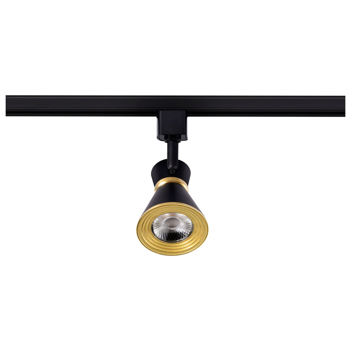 12 Watt LED Cinch Track Head - 3000K - Matte Black and Brushed Brass Finish - H-Style
