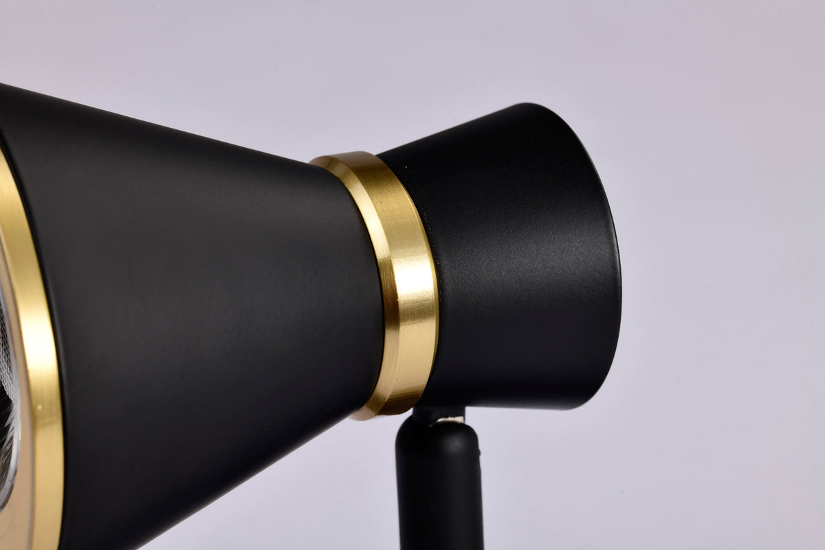 12 Watt LED Cinch Track Head - 3000K - Matte Black and Brushed Brass Finish - H-Style