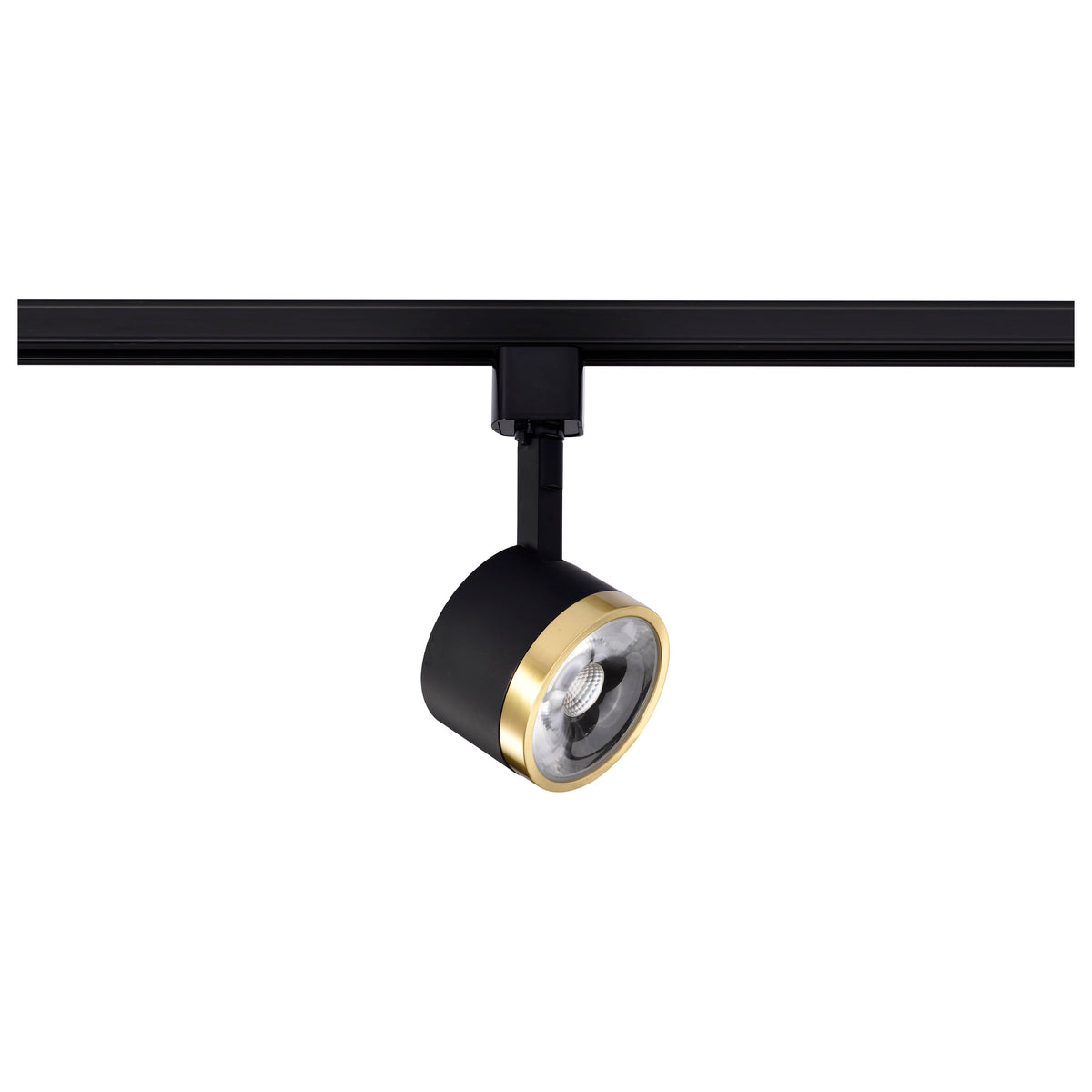 12 Watt LED Track Head - Round - 3000K - Matte Black and Brushed Brass Finish - H-Style