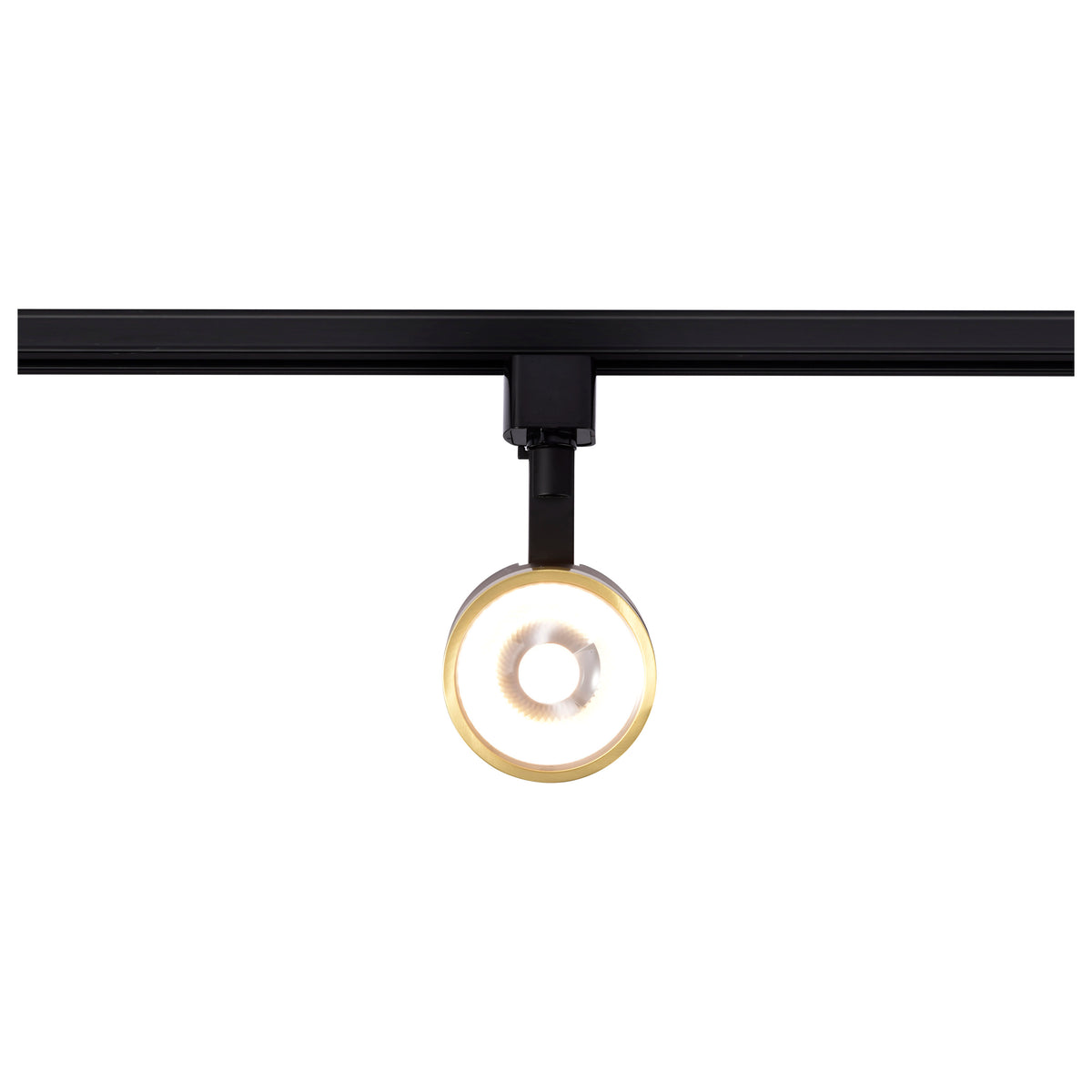 12 Watt LED Track Head - Round - 3000K - Matte Black and Brushed Brass Finish - H-Style