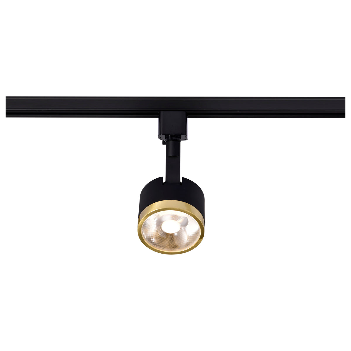 12 Watt LED Track Head - Round - 3000K - Matte Black and Brushed Brass Finish - H-Style