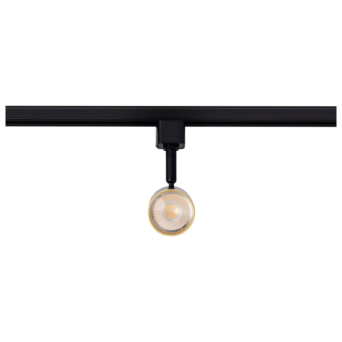 12 Watt LED Small Cylindrical Track Head - 3000K - Matte Black and Brushed Brass Finish - H-Style