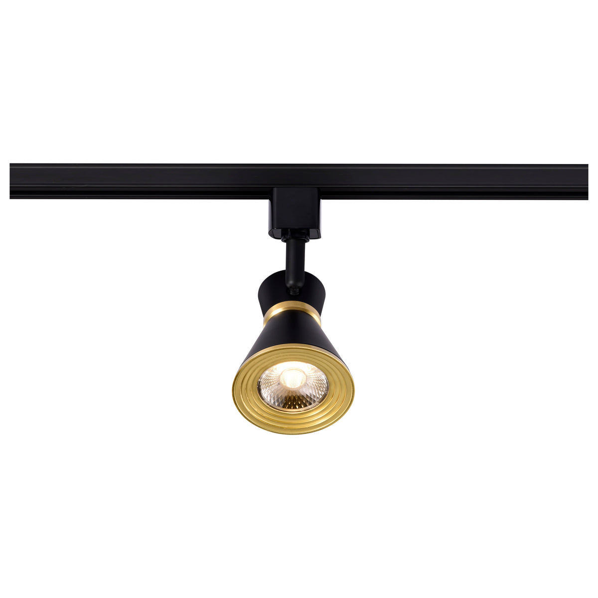 12 Watt LED Cinch Track Head - 3000K - Matte Black and Brushed Brass Finish - H-Style