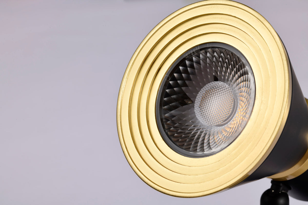 12 Watt LED Cinch Track Head - 3000K - Matte Black and Brushed Brass Finish - H-Style
