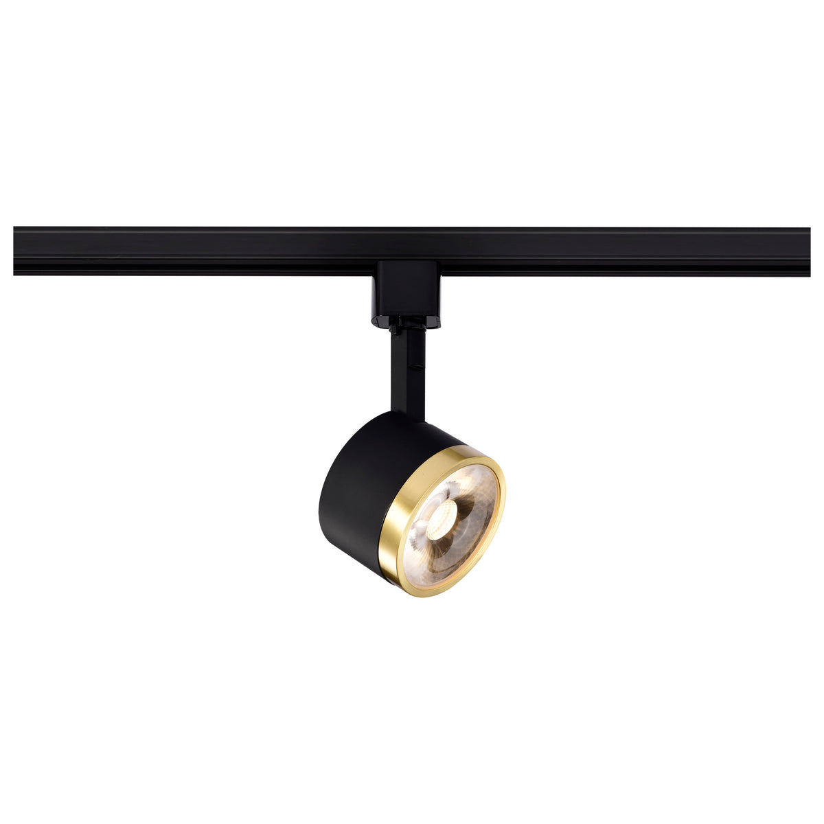 12 Watt LED Track Head - Round - 3000K - Matte Black and Brushed Brass Finish - H-Style