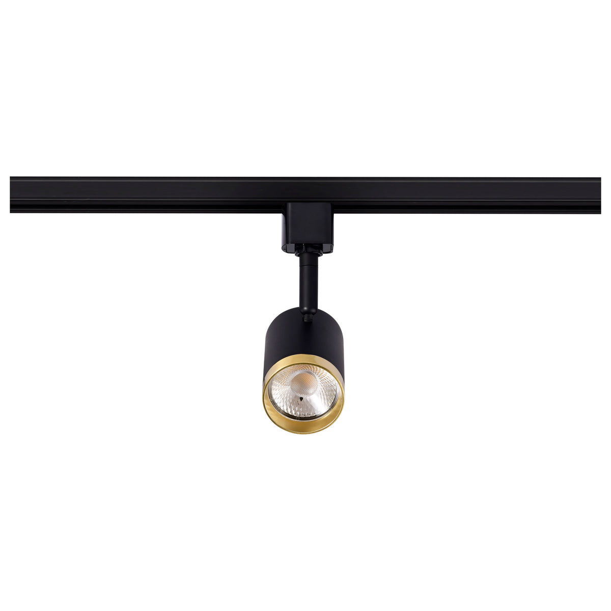 12 Watt LED Small Cylindrical Track Head - 3000K - Matte Black and Brushed Brass Finish - H-Style