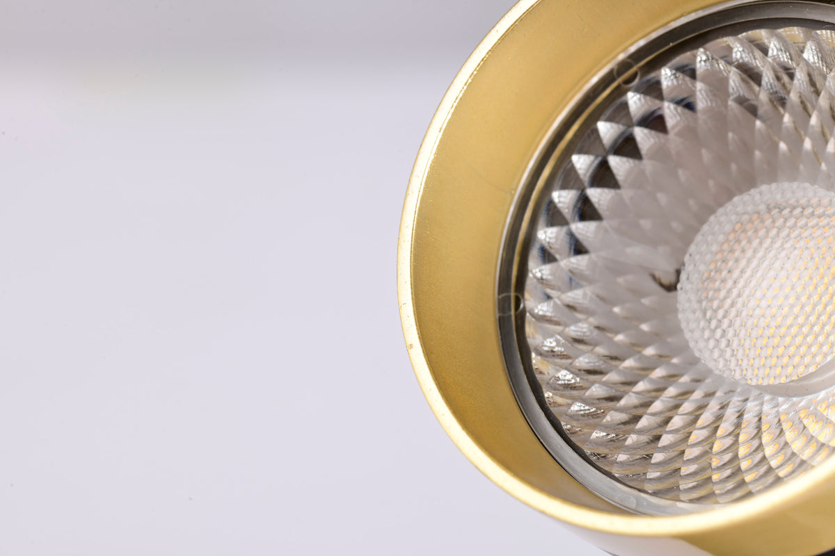 12 Watt LED Small Cylindrical Track Head - 3000K - Matte Black and Brushed Brass Finish - H-Style