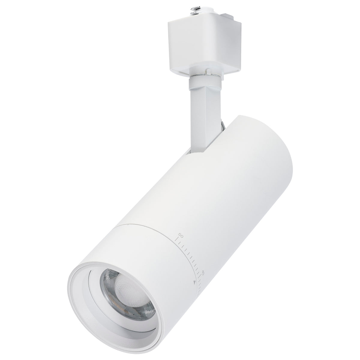 15 Watt LED Track Head - 20 to 50 Degree Adjustable Beam Spread - Selectable - Matte White Finish - H-Style