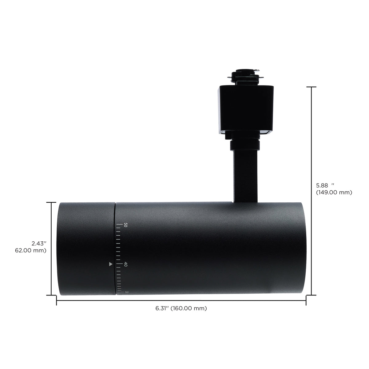 15 Watt LED Track Head - 20 to 50 Degree Adjustable Beam Spread - CCT Selectable - Matte Black Finish - H-Style