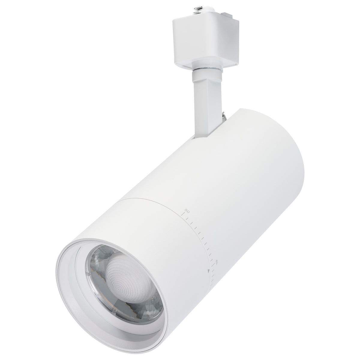 30 Watt LED Track Head - 20 to 50 Degree Adjustable Beam Spread - Selectable - Matte White Finish - H-Style bulb or fixture