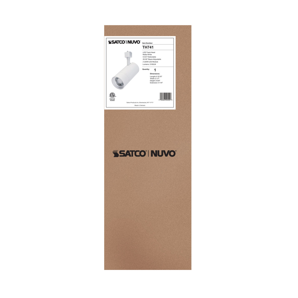 30 Watt LED Track Head - 20 to 50 Degree Adjustable Beam Spread - CCT Selectable - Matte White Finish - H-Style