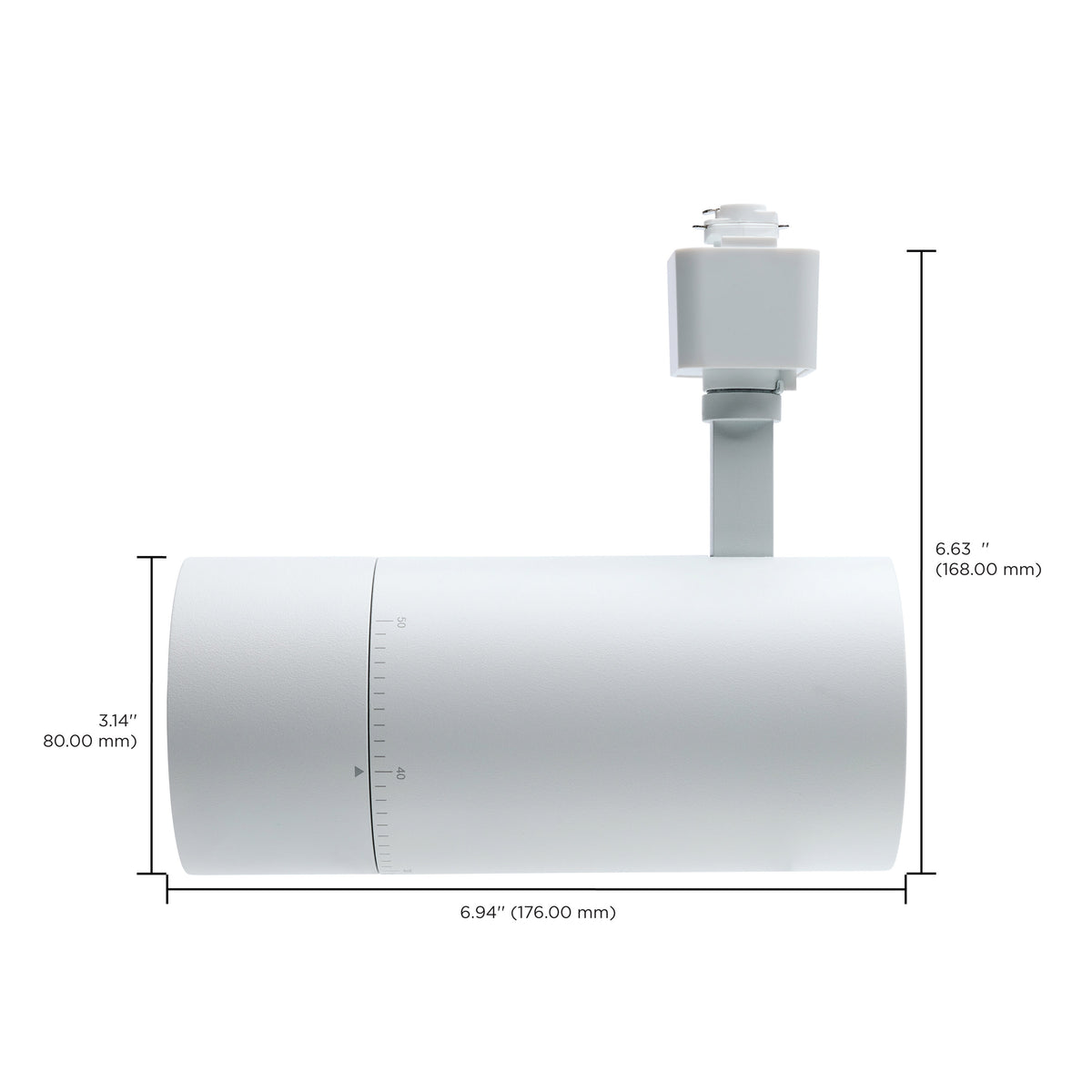 30 Watt LED Track Head - 20 to 50 Degree Adjustable Beam Spread - CCT Selectable - Matte White Finish - H-Style