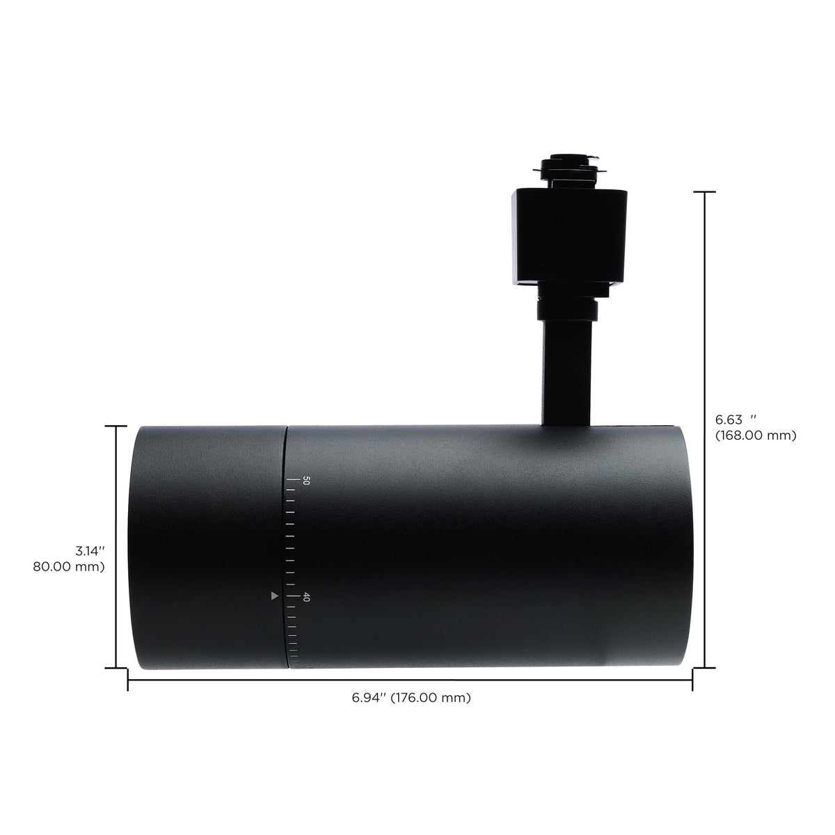 30 Watt LED Track Head - 20 to 50 Degree Adjustable Beam Spread - CCT Selectable - Matte Black Finish - H-Style