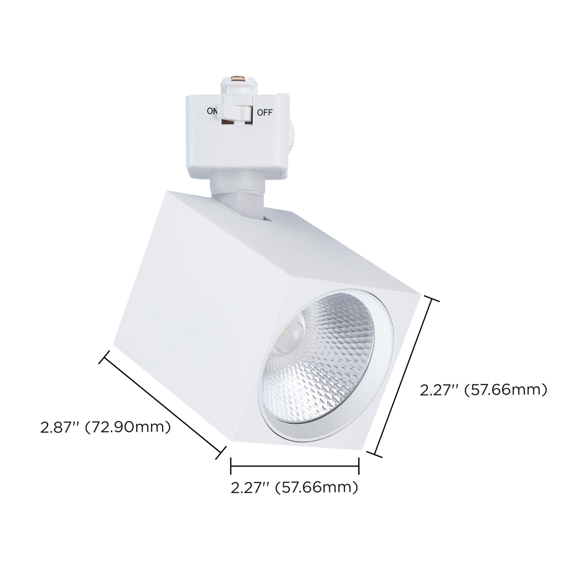 8 Watt LED Track Head - 2700K/3000K/3500K/4000K/5000K CCT Selectable - Dim to Warm - H Style - 36 Degree Beam Angle - 120 Volt - White - Square
