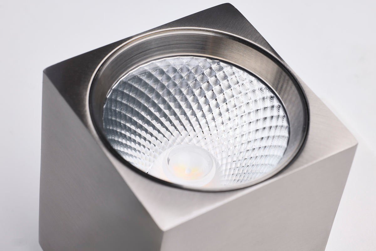 8 Watt LED Track Head - 2700K/3000K/3500K/4000K/5000K CCT Selectable - Dim to Warm - H Style - 36 Degree Beam Angle - 120 Volt - Brushed Nickel - Square