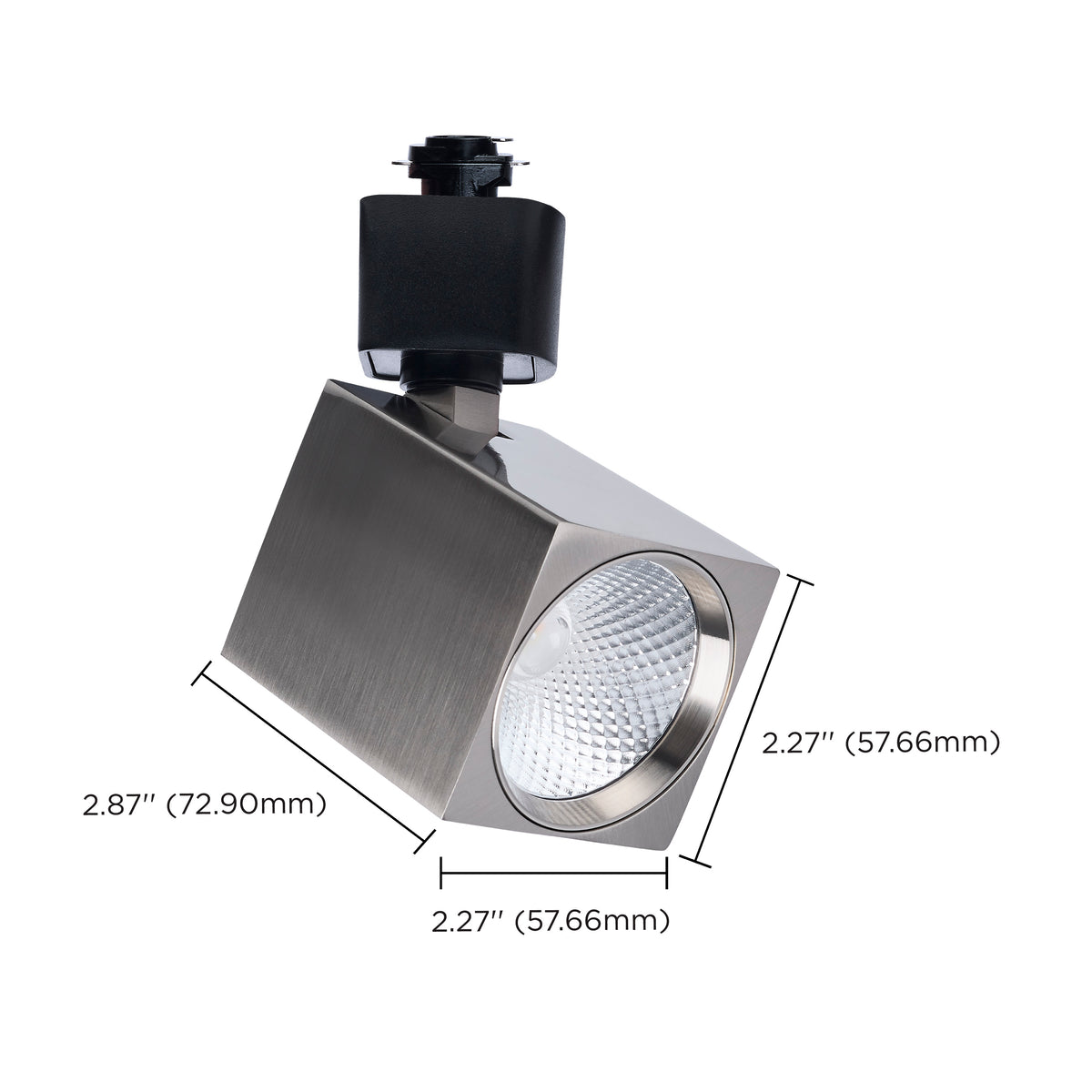 8 Watt LED Track Head - 2700K/3000K/3500K/4000K/5000K CCT Selectable - Dim to Warm - H Style - 36 Degree Beam Angle - 120 Volt - Brushed Nickel - Square