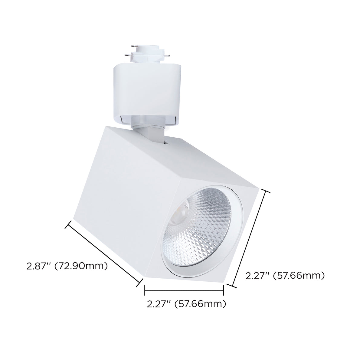 8 Watt LED Track Head - 2700K/3000K/3500K/4000K/5000K CCT Selectable - Dim to Warm - H Style - 48 Degree Beam Angle - 120 Volt - White - Square