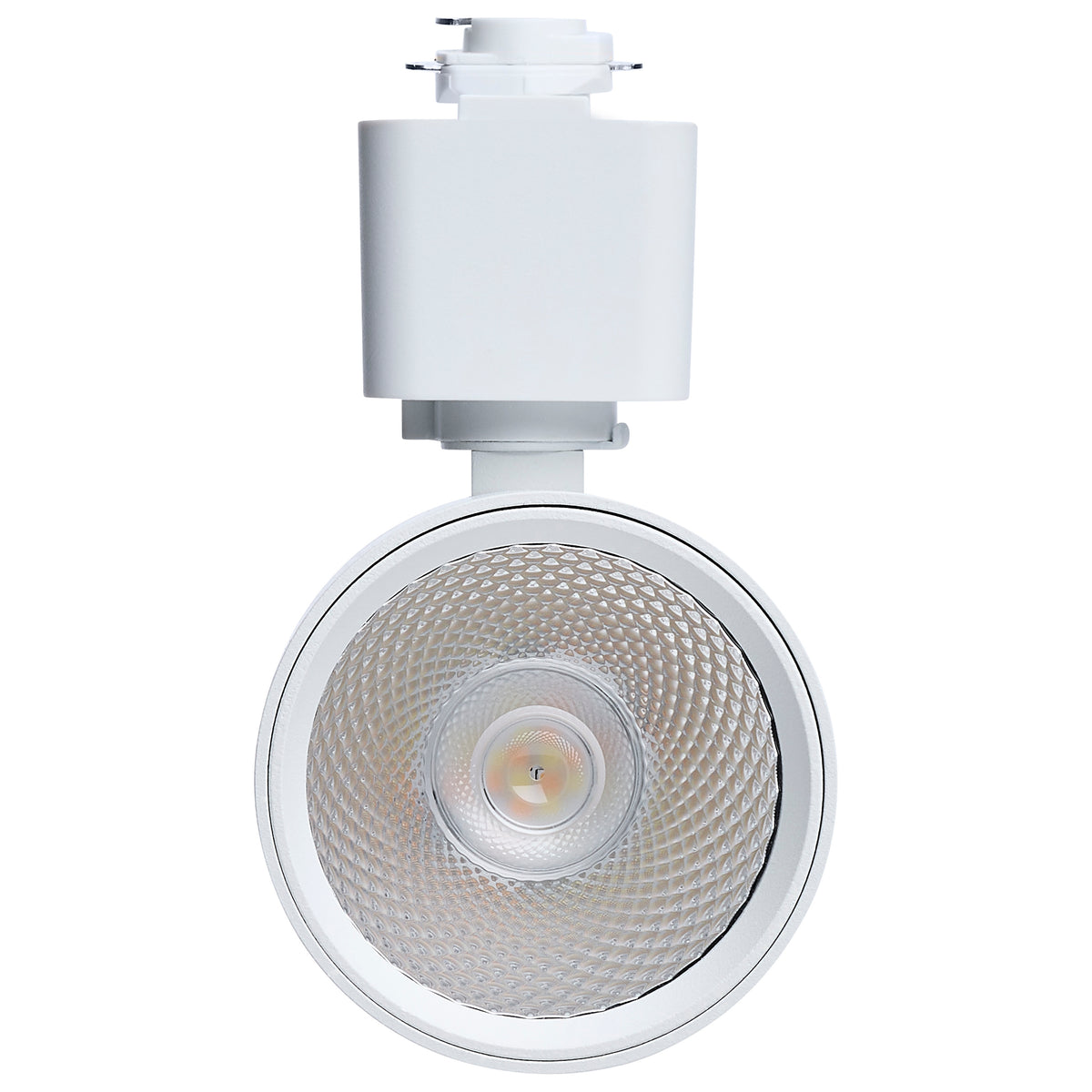 8 Watt LED Track Head - 2700K/3000K/3500K/4000K/5000K CCT Selectable - Dim to Warm - H Style - 36 Degree Beam Angle - 120 Volt - White - Round