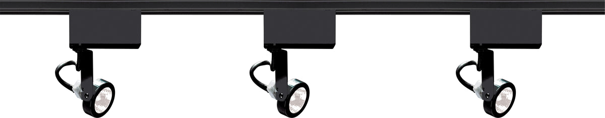 3 Light - MR16 - Gimbal Ring Track Kit - 4 foot Track - Low Voltage - Black - H-Style bulb or fixture view