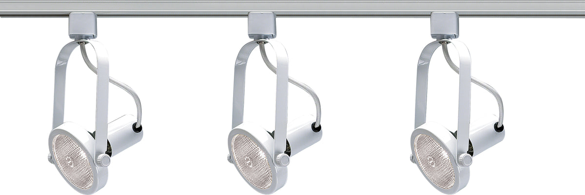 3 Light - PAR30 - Gimbal Ring Track Kit - 4 foot Track - White - H-Style lighting product