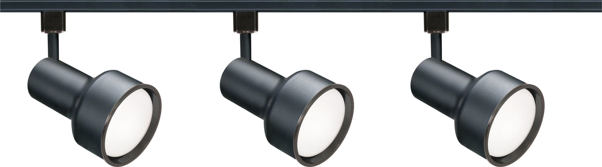 3 Light - R30 - Step Cylinder Track Kit - 4 foot Track - Black - H-Style for ceiling fixtures and commercial spaces