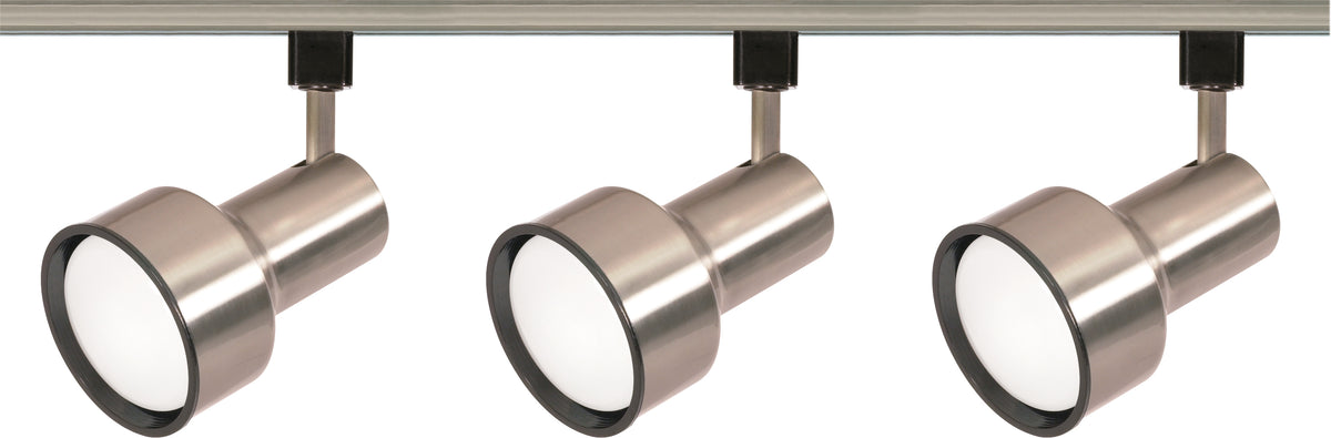 3 Light - R30 - Step Cylinder Track Kit - 4 foot Track - Brushed Nickel - H-Style bulb or fixture view
