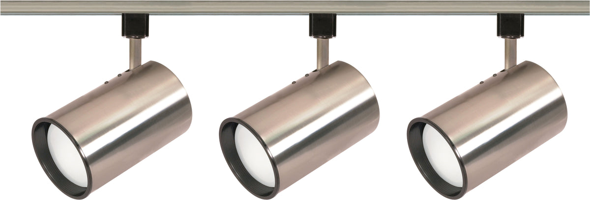 3 Light - R30 - Straight Cylinder Track Kit - 4 foot Track - Brushed Nickel - H-Style lighting product