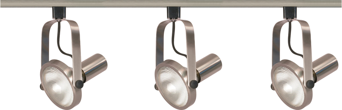 3 Light - PAR30 - Gimbal Ring Track Kit - 4 foot Track - Brushed Nickel - H-Style