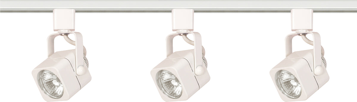 3 Light - MR16 - Square Track Kit - 4 foot Track - Line Voltage - White - H-Style bulb or fixture view