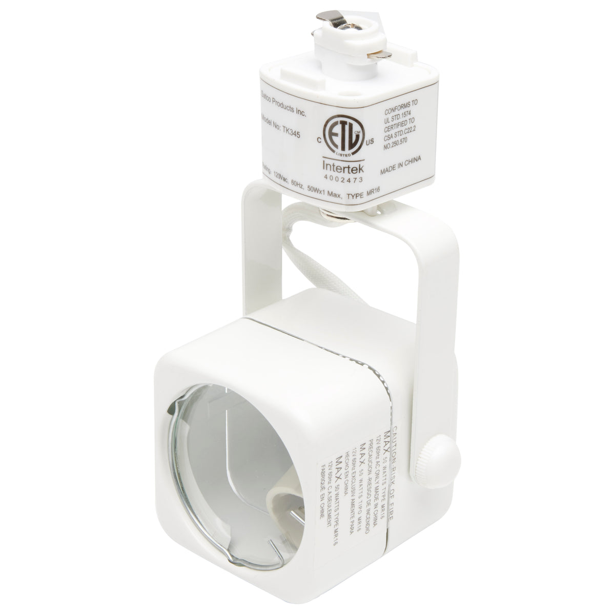 3 Light - MR16 - Square Track Kit - 4 foot Track - Line Voltage - White - H-Style