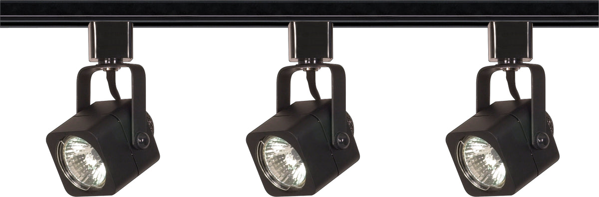 3 Light - MR16 - Square Track Kit - 4 foot Track - Line Voltage - Black - H-Style lighting product