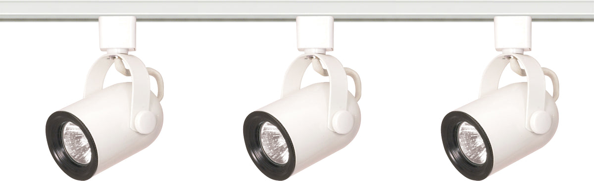 3 Light - MR16 - Round Back Track Kit - 4 foot Track - Line Voltage - White - H-Style