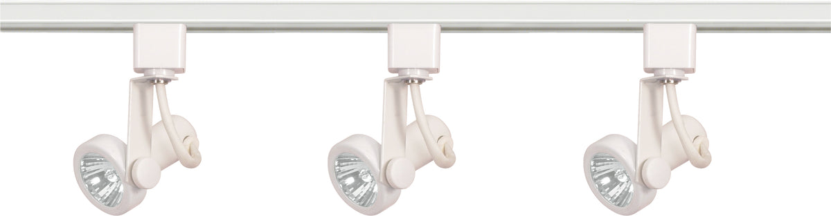 3 Light - MR16 - Gimbal Ring Track Kit - 4 foot Track - Line Voltage - White - H-Style